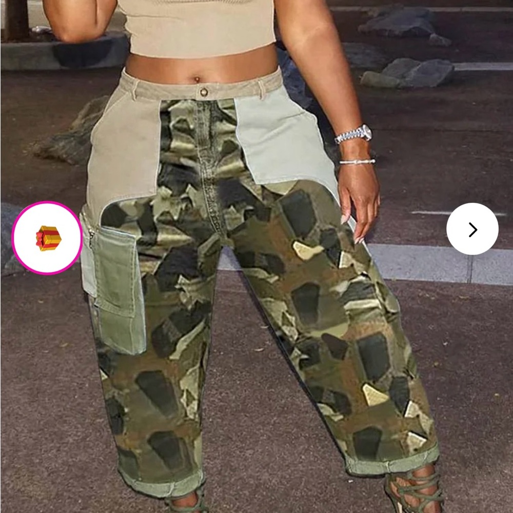 XPLUSWEAR Camo denim crop pants